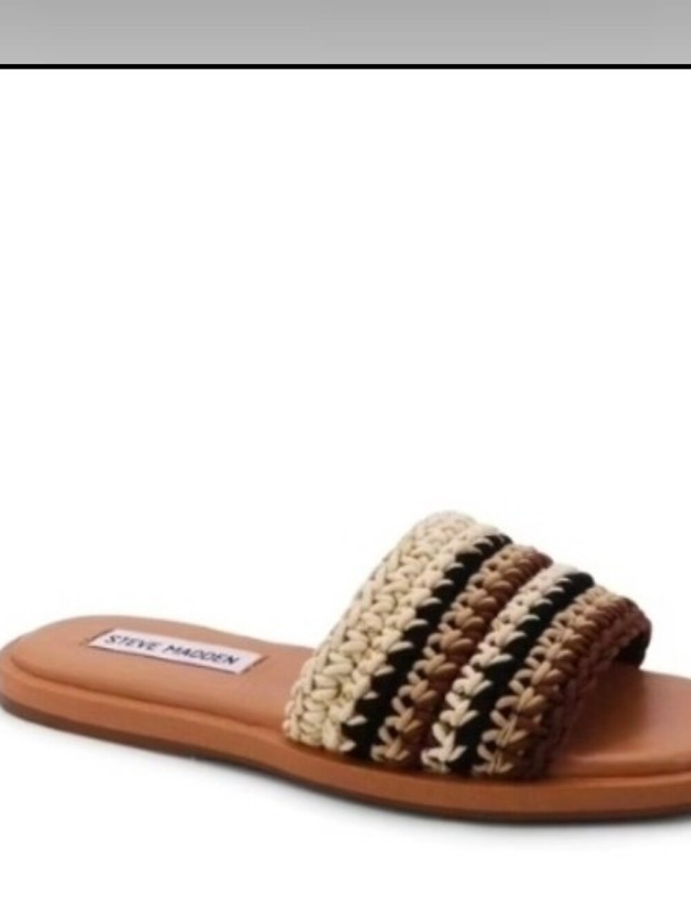 (Ew)Steve Madden Tan Braided Slide Sandals - Neutral Multi